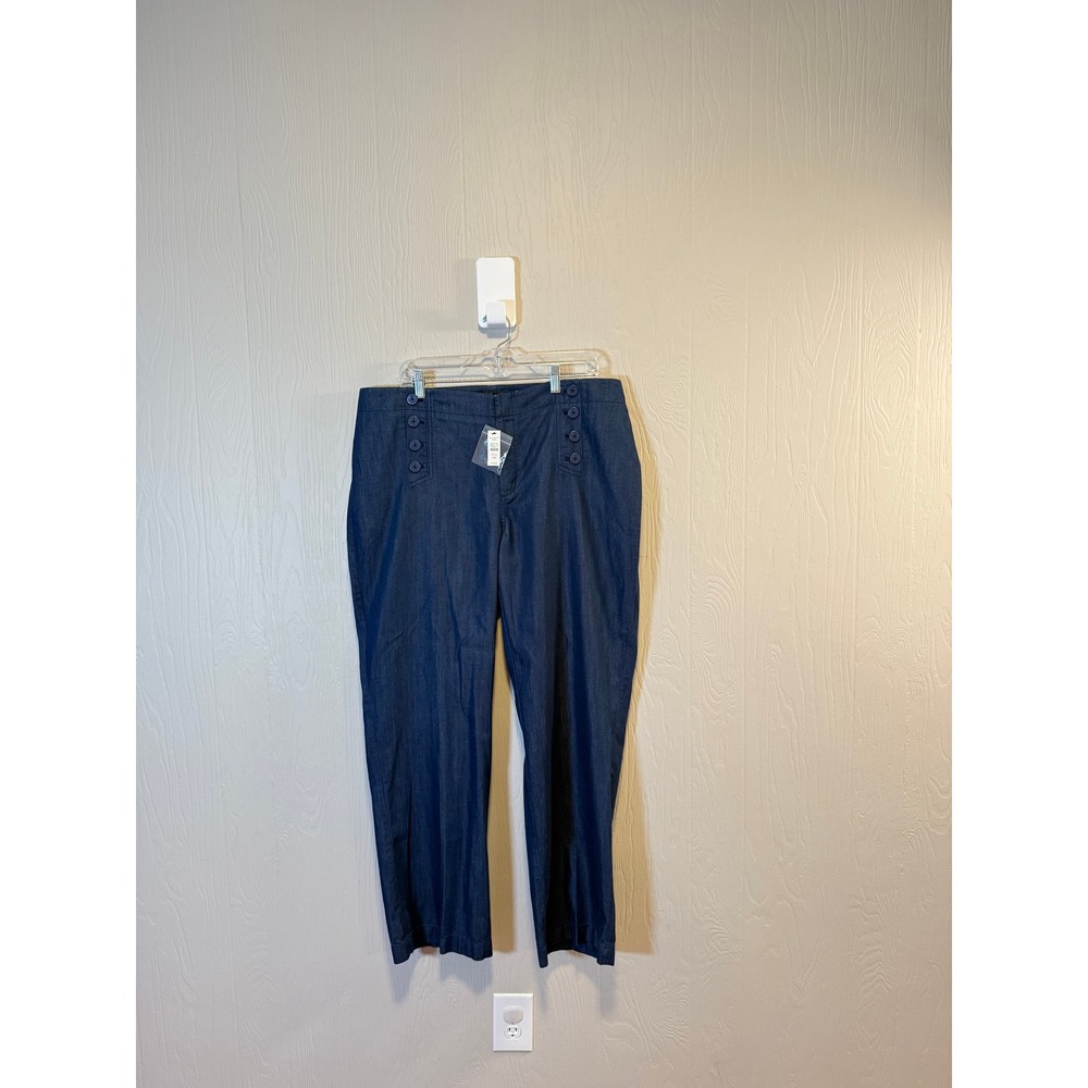 Talbots • NWT Sailor Button Straight Leg Pants Dark Wash Denim Size 16W - Picture 4 of 12